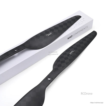 MAD CB2 PRO 30x10.5 in Carbon Fiber Propeller, Pair of MAD CB2 PRO carbon fiber propeller blades with diamond weave finish and pre-drilled mount holes