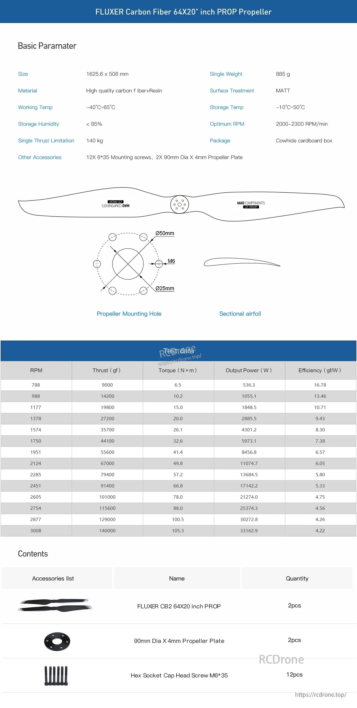 MAD FLUXER CB2 64x20 carbon fiber propeller