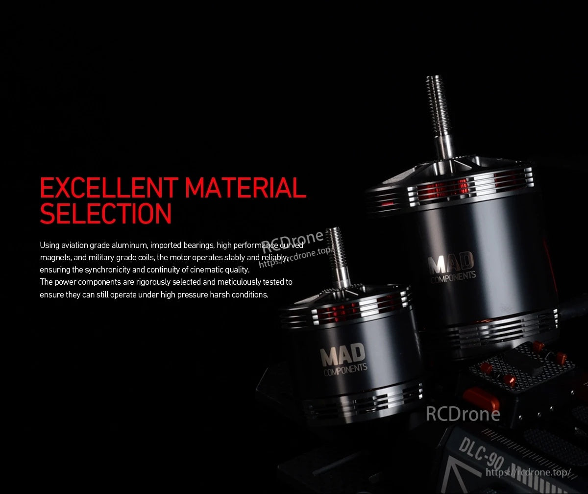 MAD TAURUS CM3115 FPV drone motor with black anodized body, silver end plates, and threaded shaft