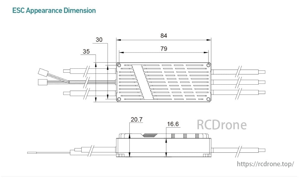 MAD EASTWIND 80A BLDC 6-14S Drone ESC, Supports PWM throttle control signals with 50-500Hz frequency and is compatible with various UAV flight controllers.