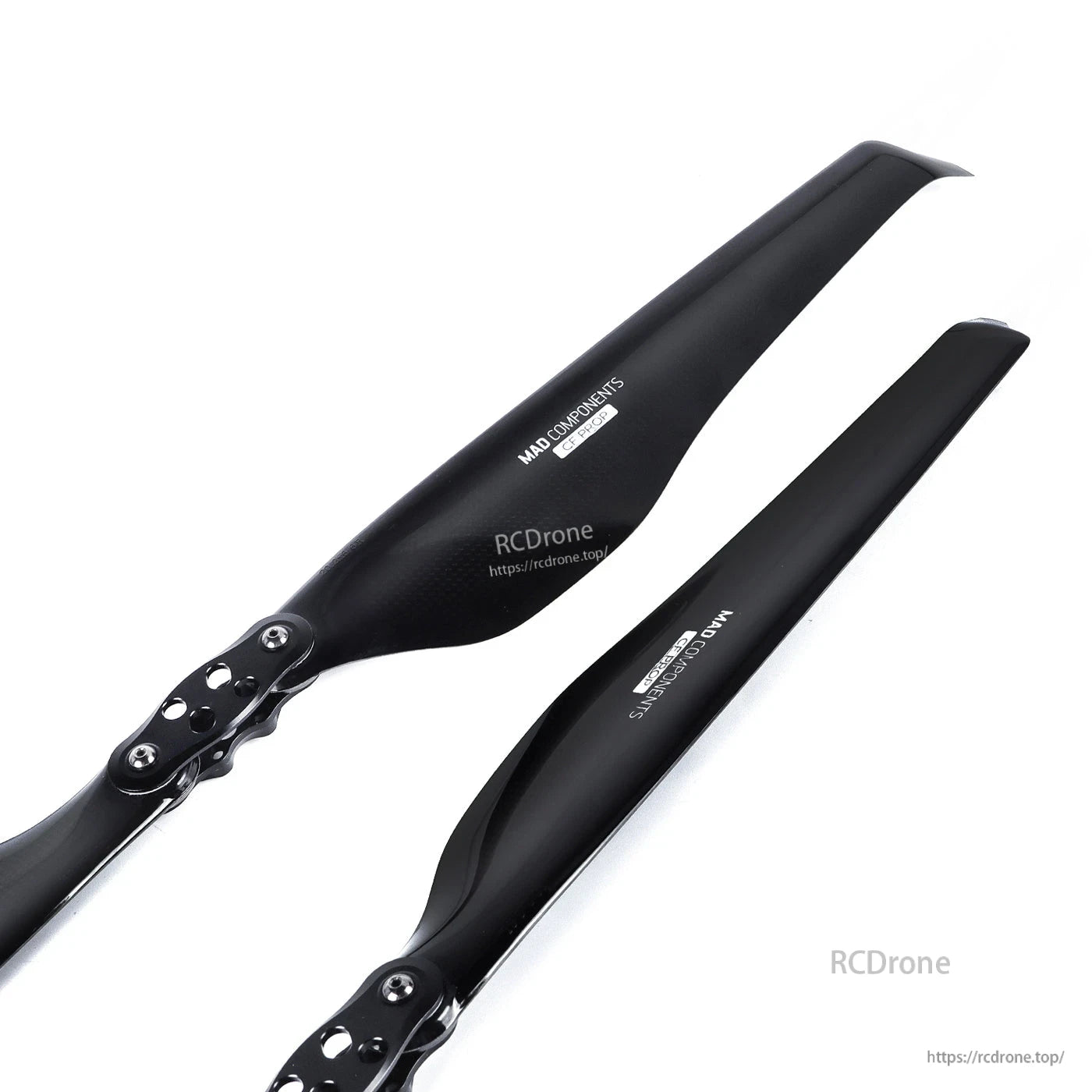 MAD Components 20x6.6 CFK glossy carbon fiber folding propeller blades with metal root clamps