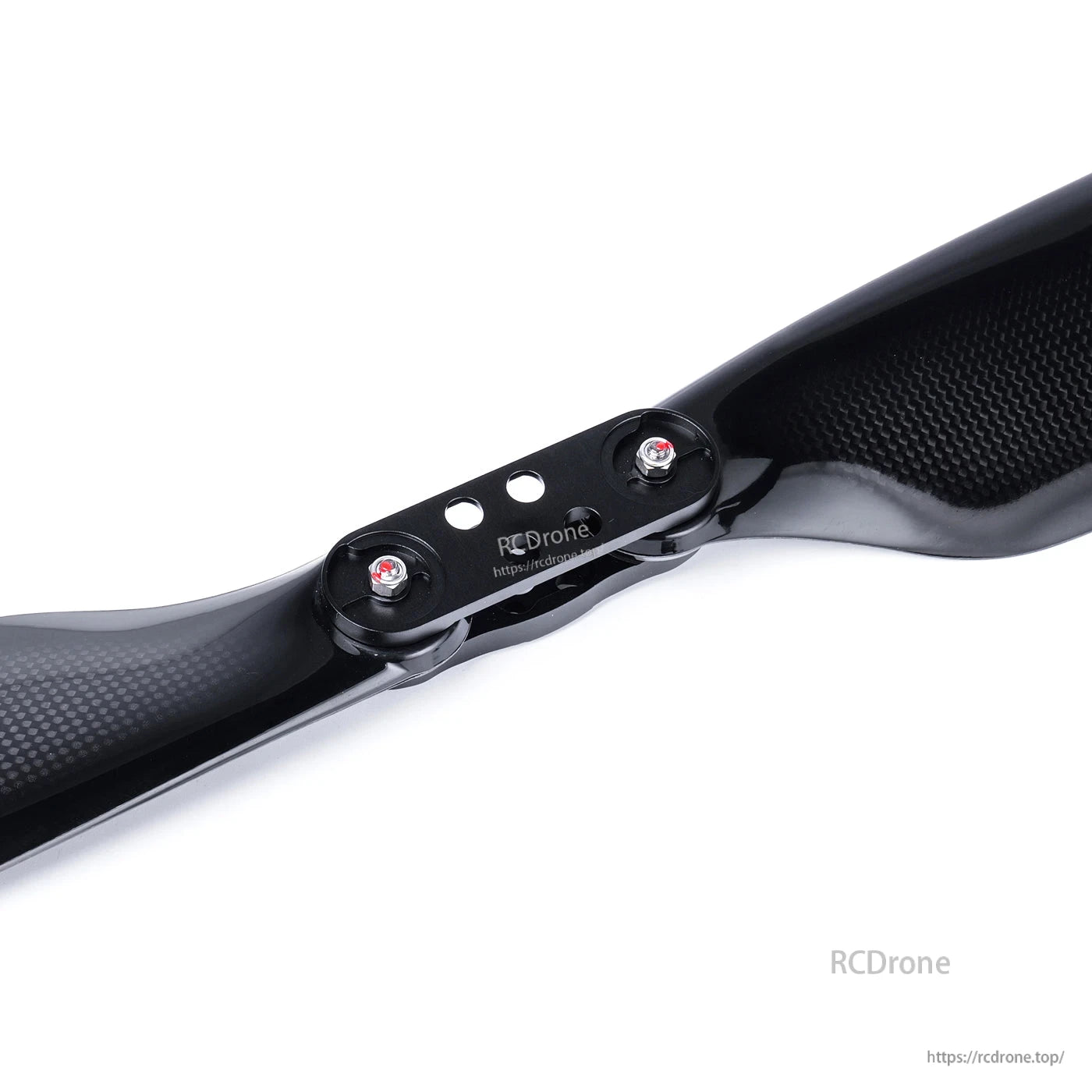 Glossy carbon fiber folding propeller with central hub and two blades, MAD FLUXER Pro style