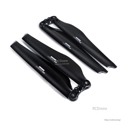 Black carbon fiber folding propeller set with two-blade assemblies and metal hubs for drone or UAV use