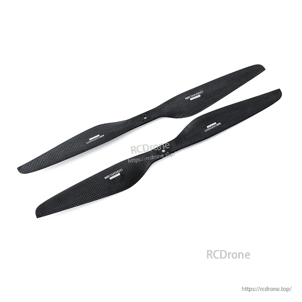 MAD FLUXER Pro Matt Carbon Fiber Propeller, Pair of MAD FLUXER Pro matte carbon fiber two-blade propellers in black with center mounting holes