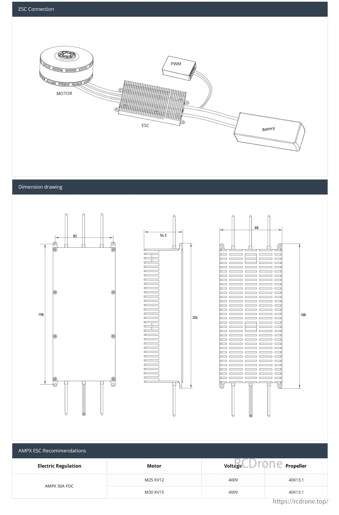 MAD AMPX FOC 30A 80~440V ESC for delivery heavey multirotor MAD AMPX FOC 30A 80~440V ESC for delivery heavey multirotor