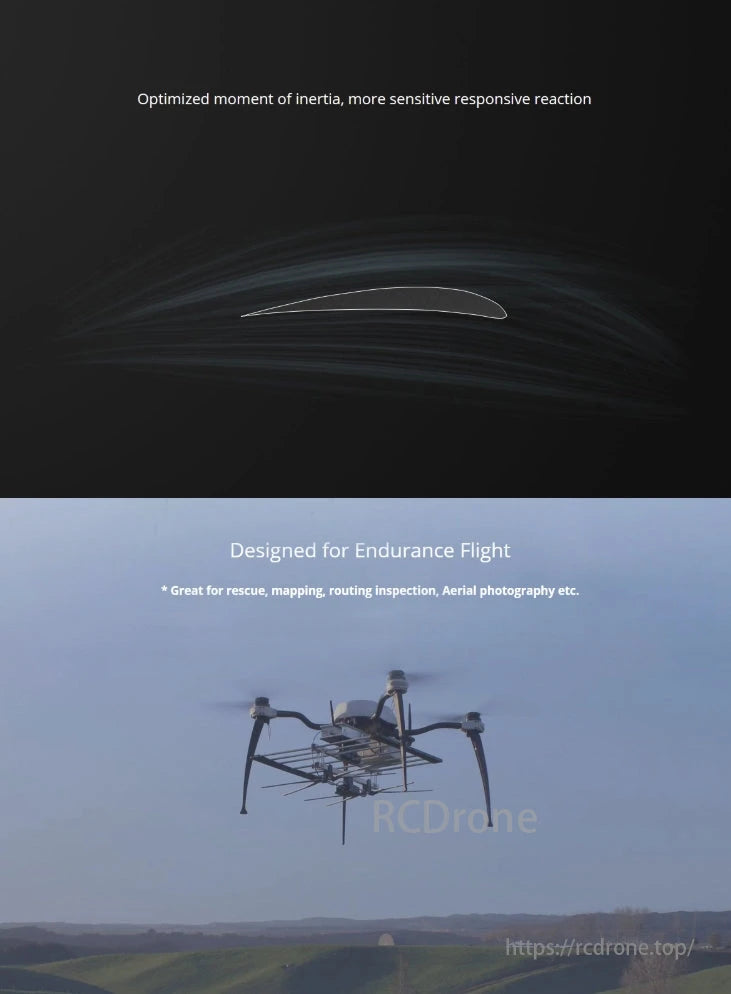 MAD Havoc 22x7 Prop, Drone with optimized inertia for endurance flight, suitable for rescue and mapping tasks.