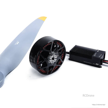 MAD HB40 drone power combo with large propeller blade, brushless motor, and finned controller marked IPX7