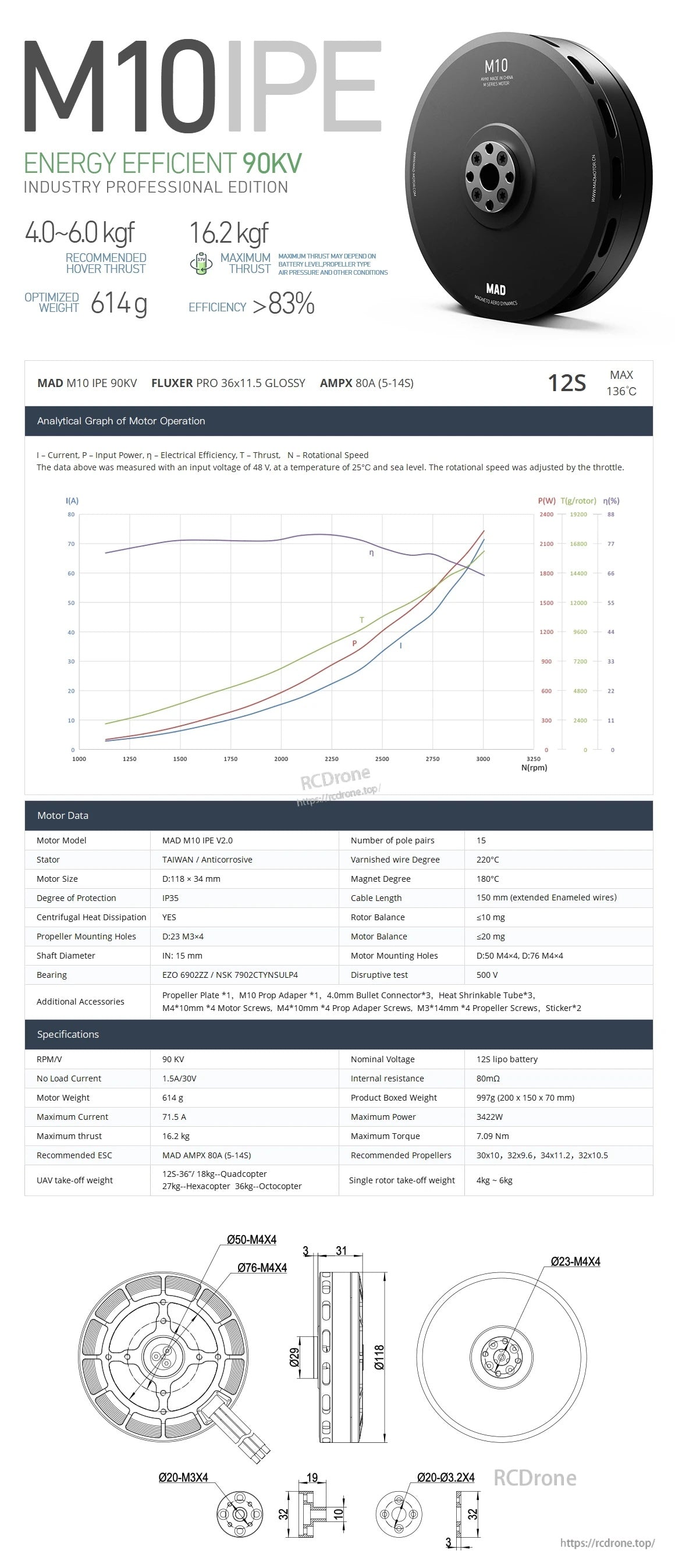 MAD M10 IPE V2.0 Angular Contact Ball Bearing Version Drone Motor