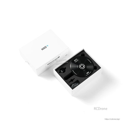 MAD M10 drone motor in foam insert inside branded MAD box, with black housing and “M10” marking