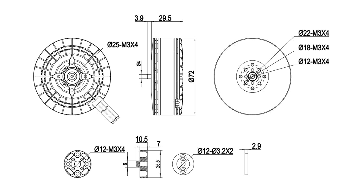 MAD M6C10 IPE V3 Drone Motor, High-thrust brushless motor suitable for demanding aerial uses, compatible with 12S lithium-ion batteries.