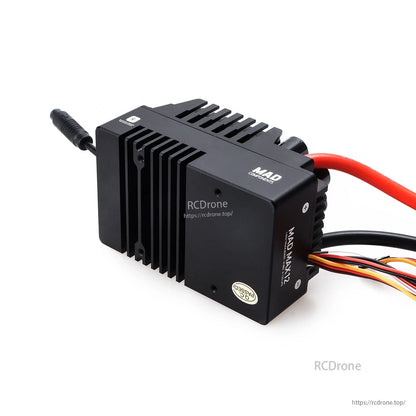 MAD MAX12 250A HV 6-12S Brushless Sensored ESC, MAD MAX12 brushless sensored ESC with finned black aluminum heatsink case and heavy-gauge power leads