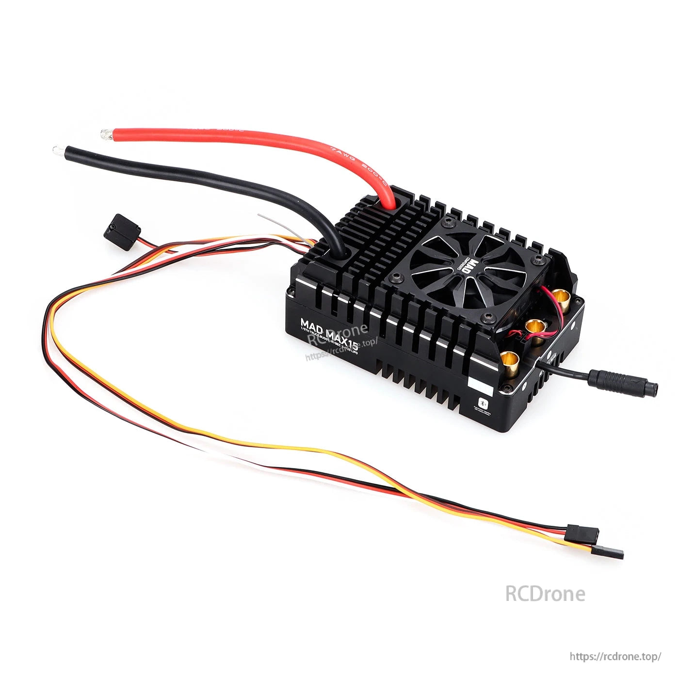 MAD MAX15 300A HV 6-12S Brushless Sensored ESC, MAD MAX15 300A HV sensored brushless ESC with cooling fan, heatsink, and thick red/black power wires