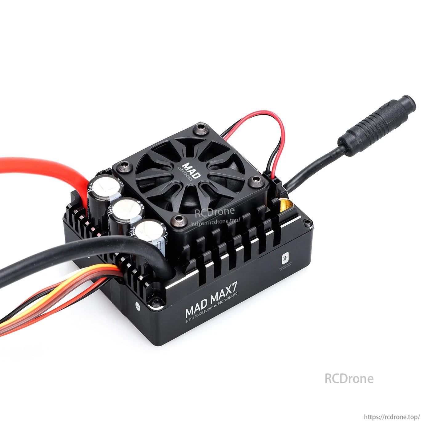 MAD MAX7 200A HV Brushless Sensored ESC, MAD MAX7 brushless sensored ESC with cooling fan, heatsink case, capacitors, and power leads