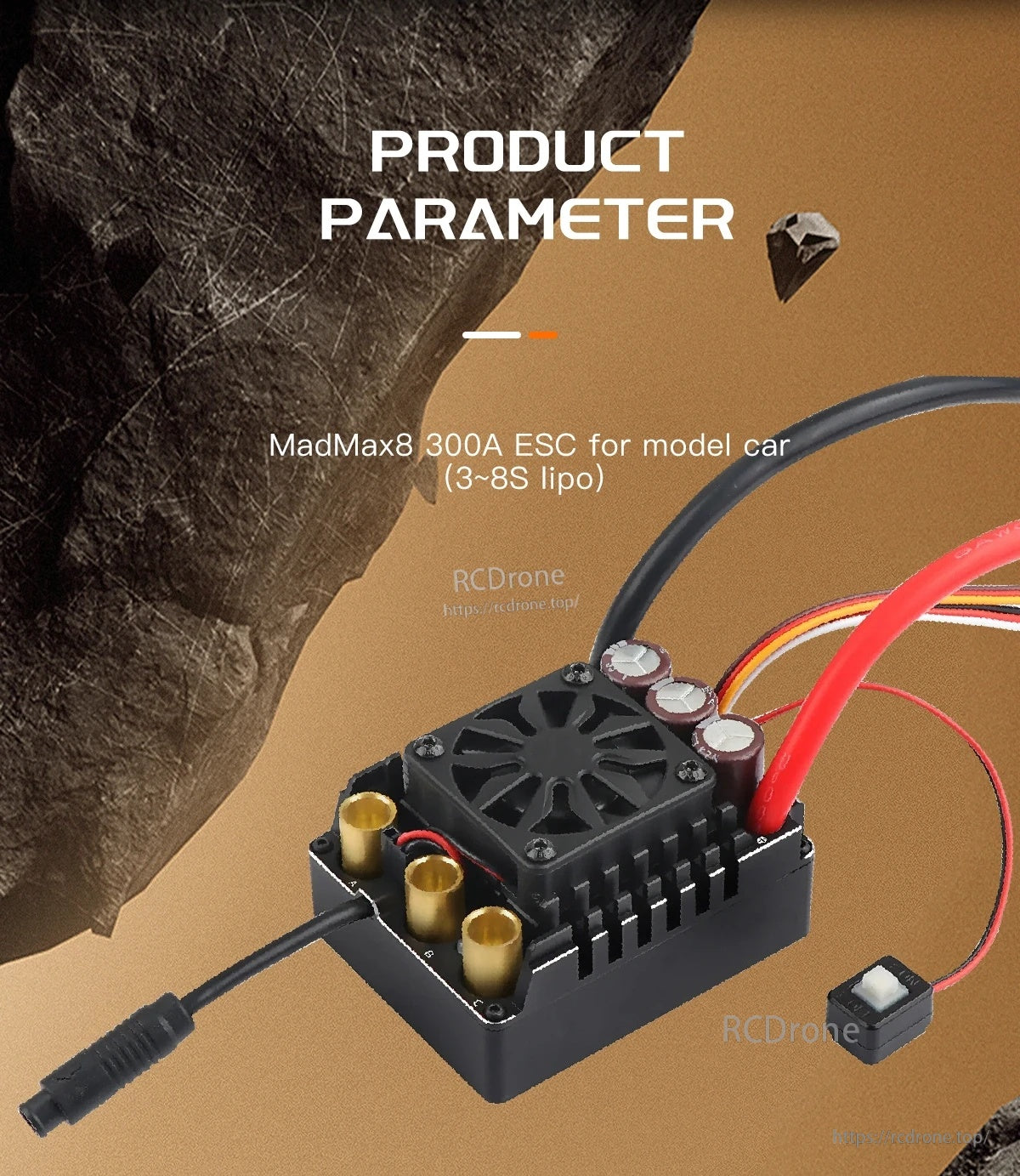 MAD MAX8 HV (300A)3~8S Brushless Sensored ESC For 1/6, 1/7 Rc Model Cars