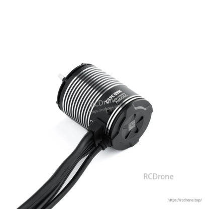 MAD Runner 3652 sensored brushless motor with finned aluminum can, black end cap, and attached wires