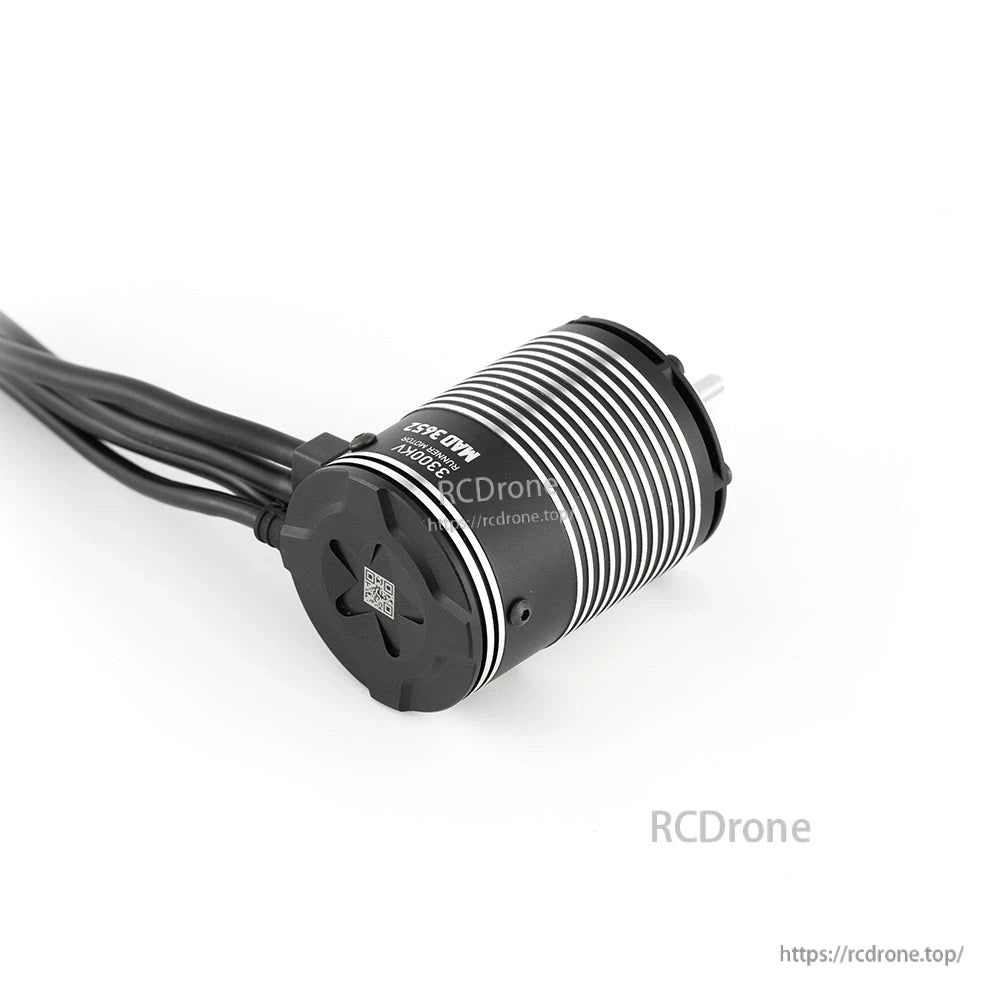 MAD Runner 3652 sensored brushless motor with ribbed aluminum can, rear end cap, and attached wire leads