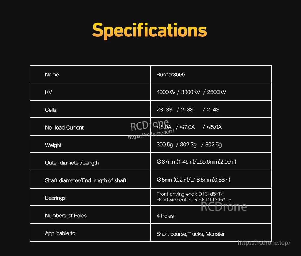 MAD Runner3665 Sensored Brushless Motor For RC Cars (2~3S/2~4S)