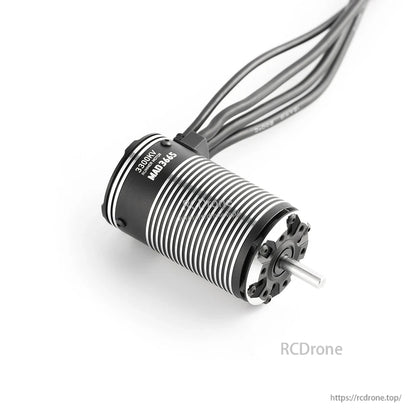 MAD Runner3665 Sensored Brushless Motor, MAD 3665 3300KV brushless motor with finned aluminum can, exposed shaft, and three lead wires