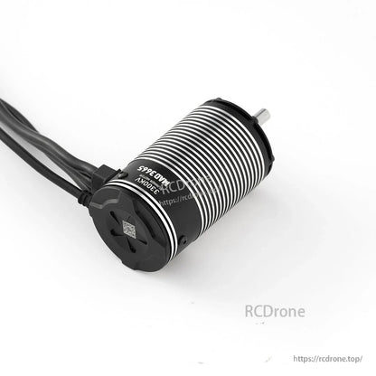 MAD Runner3665 Sensored Brushless Motor, MAD Runner 3665 brushless motor with finned aluminum can, 3300KV marking, and attached lead wires