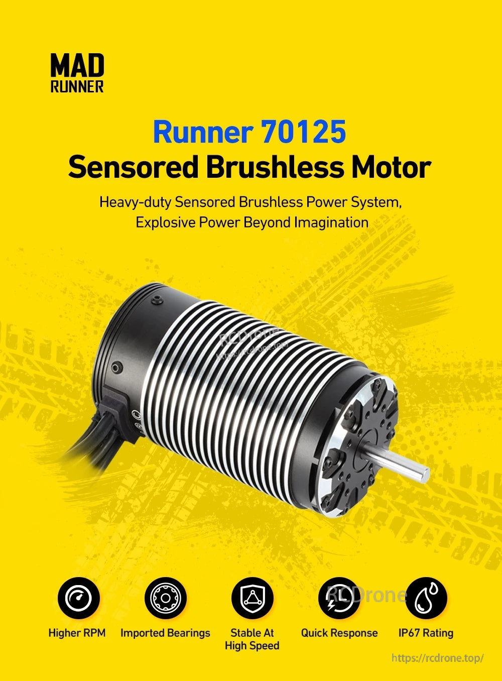 MAD Runner70125 Sensored Brushless 420KV/560KV Motor For 1/5 Rc Cars