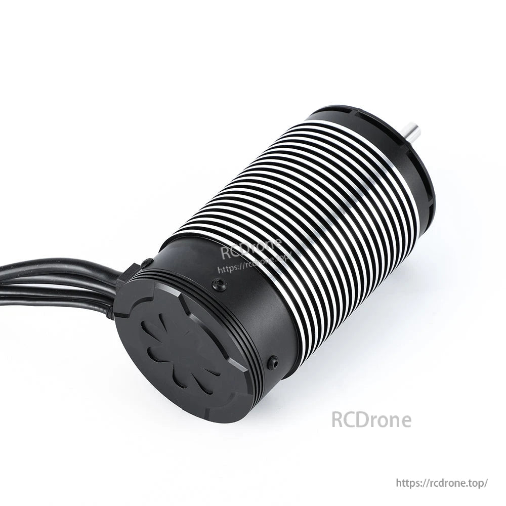 MAD Runner70125 Sensored Brushless Motor, MAD Runner70125 brushless motor with finned aluminum housing, black end cap, and attached power wires