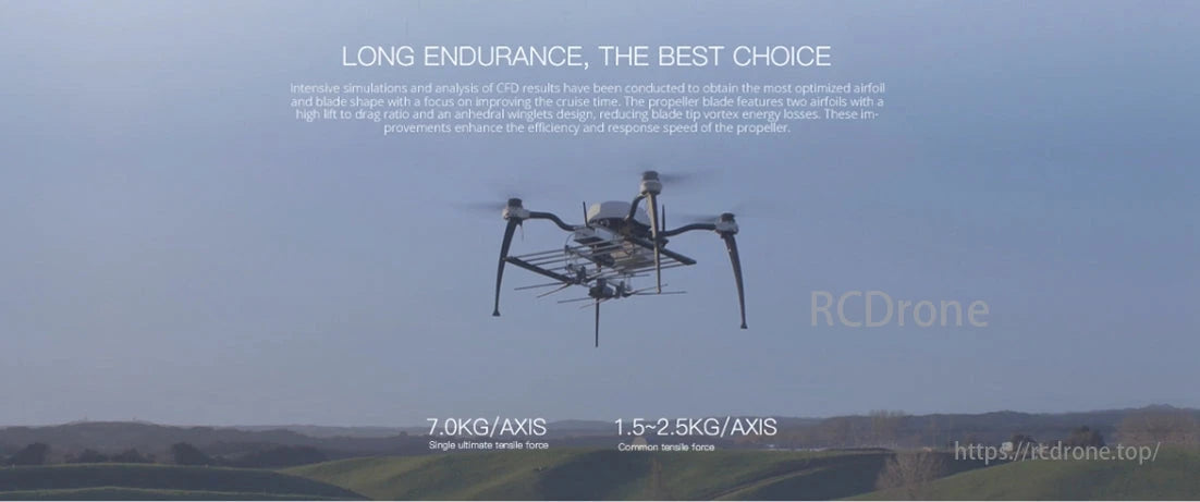 MAD SPIRO Folding Drone Propeller, The drone has optimized airfoil and blade design for better cruise time and efficiency, with a 7.0KG/AXIS ultimate tensile force and 1.5~2.5KG/AXIS common tensile force.