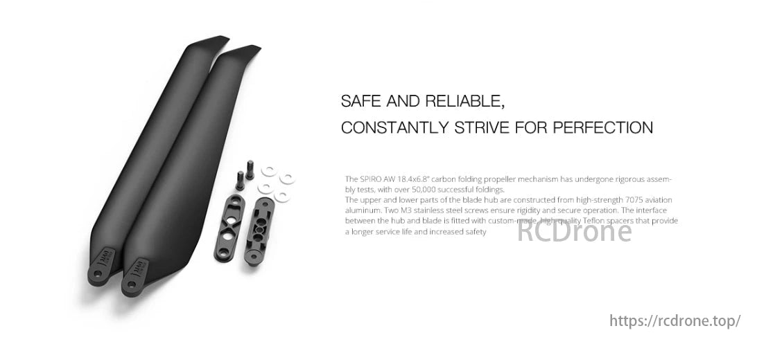 MAD SPIRO Folding Drone Propeller, The SPIRO AW 18.4x6.8" carbon folding propeller is safe, reliable, and precision-engineered with high-quality materials for optimal performance.