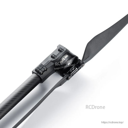 MAD StableCore A510 drone arm with carbon fiber tube and clamp-style motor mount holding a two-blade propeller