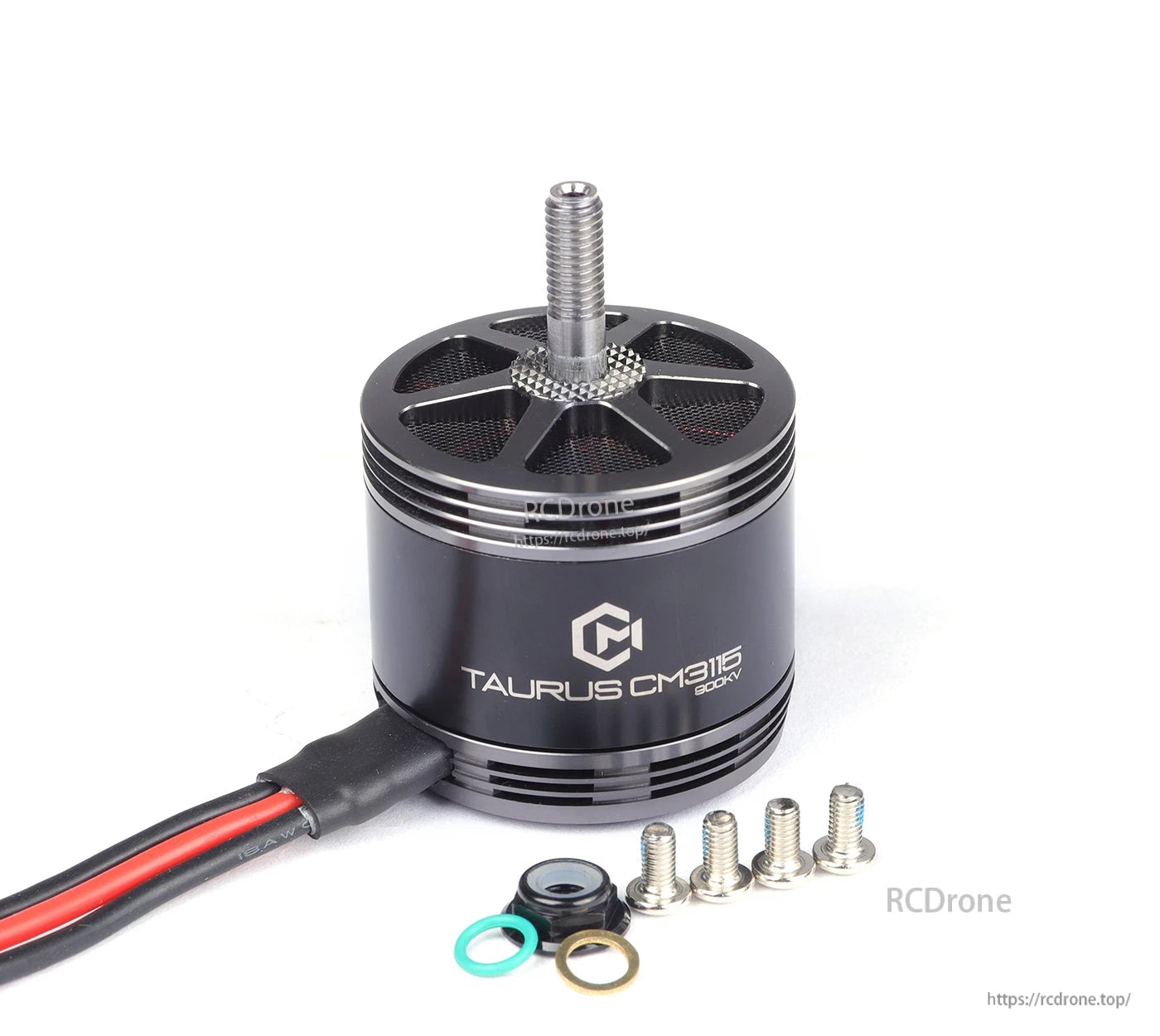 MAD TAURUS CM3115 FPV drone motor with steel shaft, TAURUS CM3115 800KV label, and mounting hardware