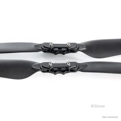 MAD TIPUP 30x11in Drone Folding Propeller, Pair of black 30x11 folding drone propeller blades with metal hub mounts and bolts