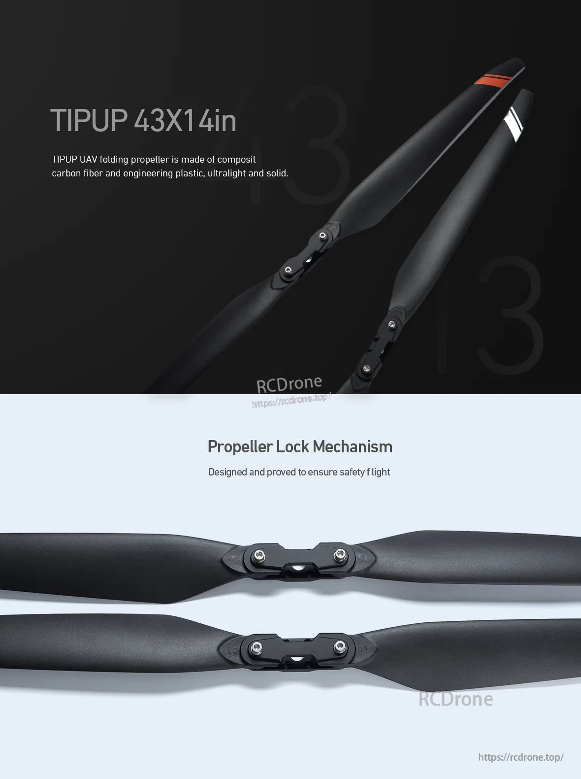MAD TIPUP 43x14 Polymer Folding Propeller