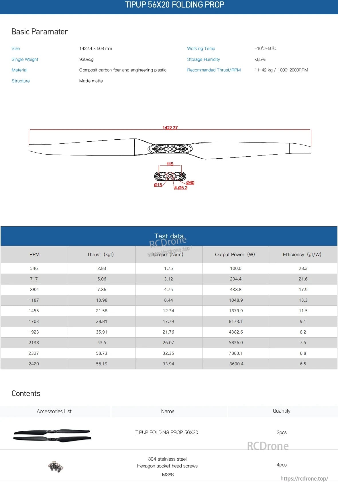 MAD TIPUP 56x20 Polymer Folding Propeller