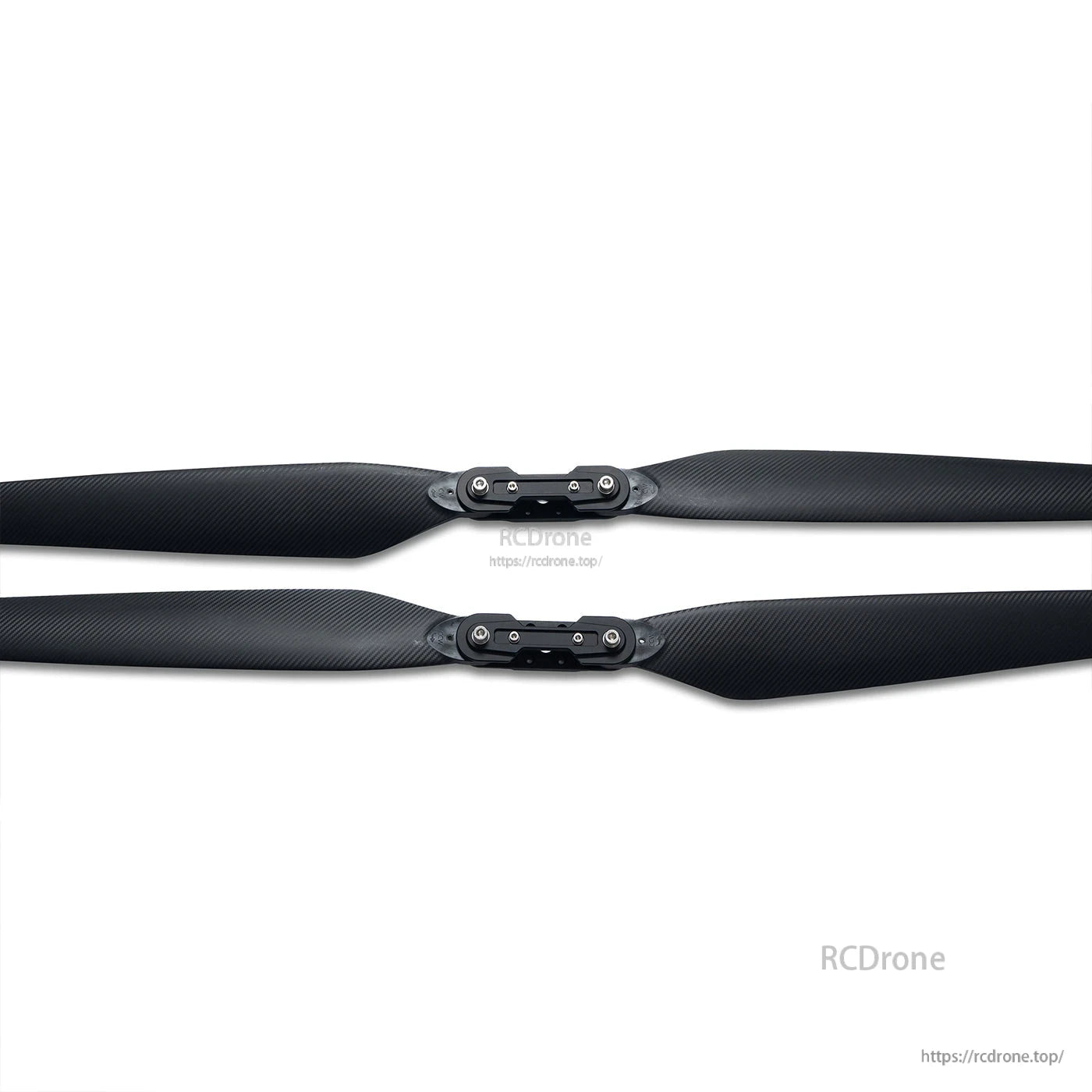 Black folding propeller blades with central hub mounts, MAD TIPUP 56x20in polymer folding propeller