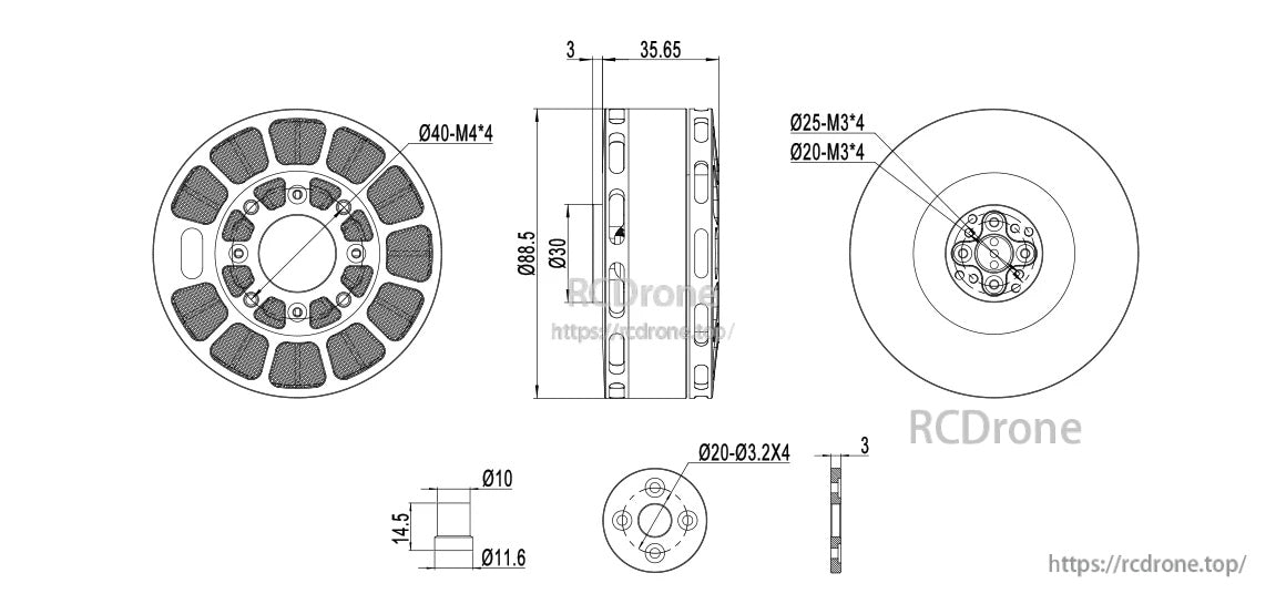 MAD V8013 IPE drawing and mounting holes