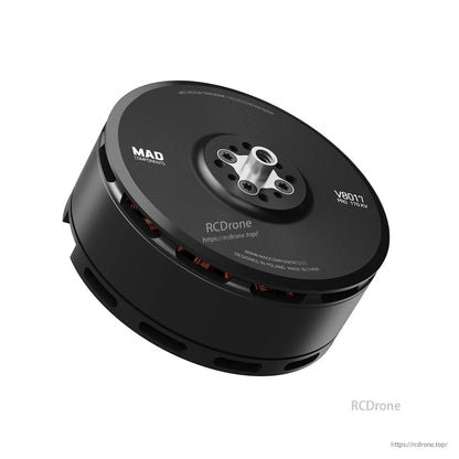 MAD V8017 Pro brushless eVTOL drone motor with top-mounted hub and black housing, 170KV marking