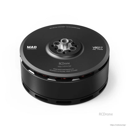 MAD V8017 Pro 170KV pancake-style eVTOL drone motor with central mounting hub and black anodized housing