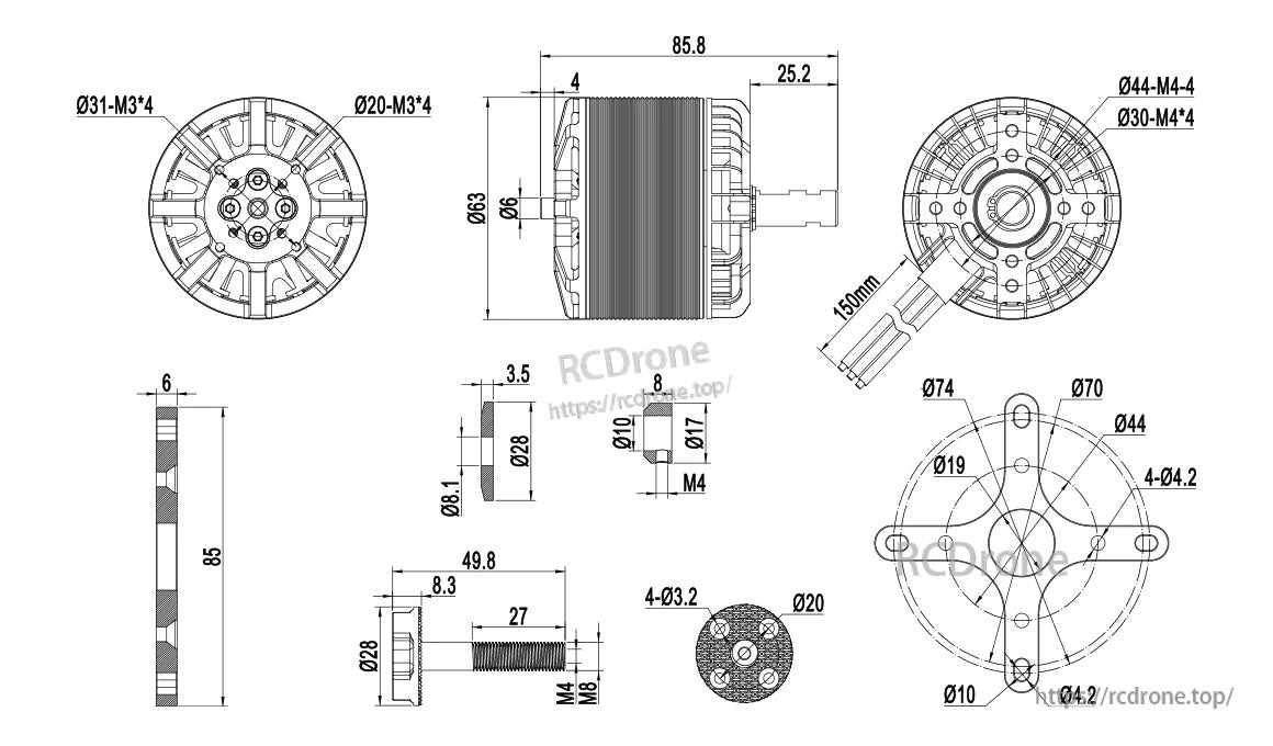 MAD VAX 5330 V2.0 220KV 260KV eVTOL Airplane Drone motor (Long Shaft)