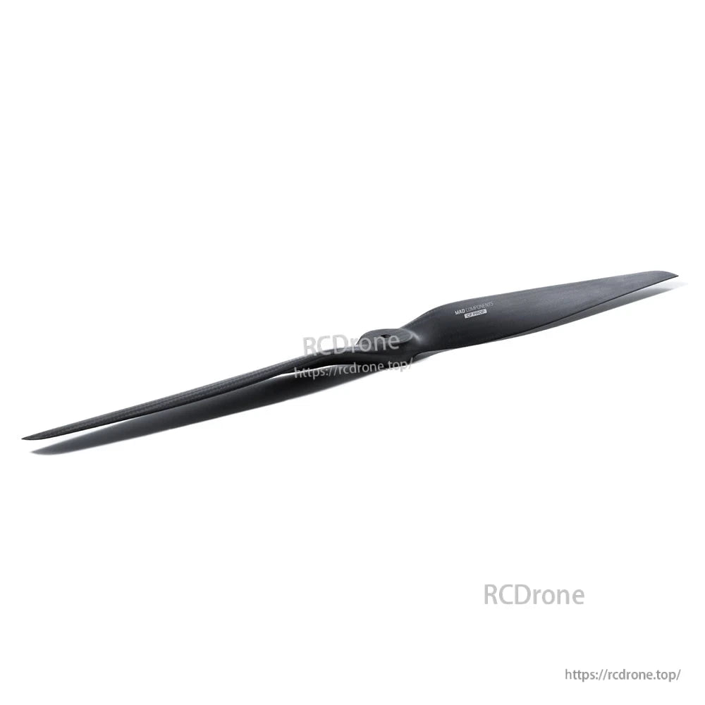MAD VC 21x10-R IN Carbon Fiber Propeller, MAD VC 21x10-R carbon fiber propeller blade with black finish and tapered hub, single prop view