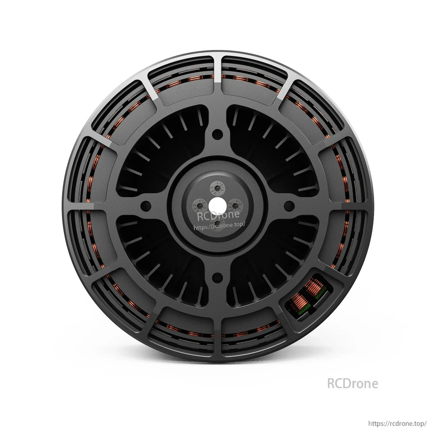 Top view of MAD X1035 IPE V1.0 brushless eVTOL airplane drone motor with vented black housing and copper windings