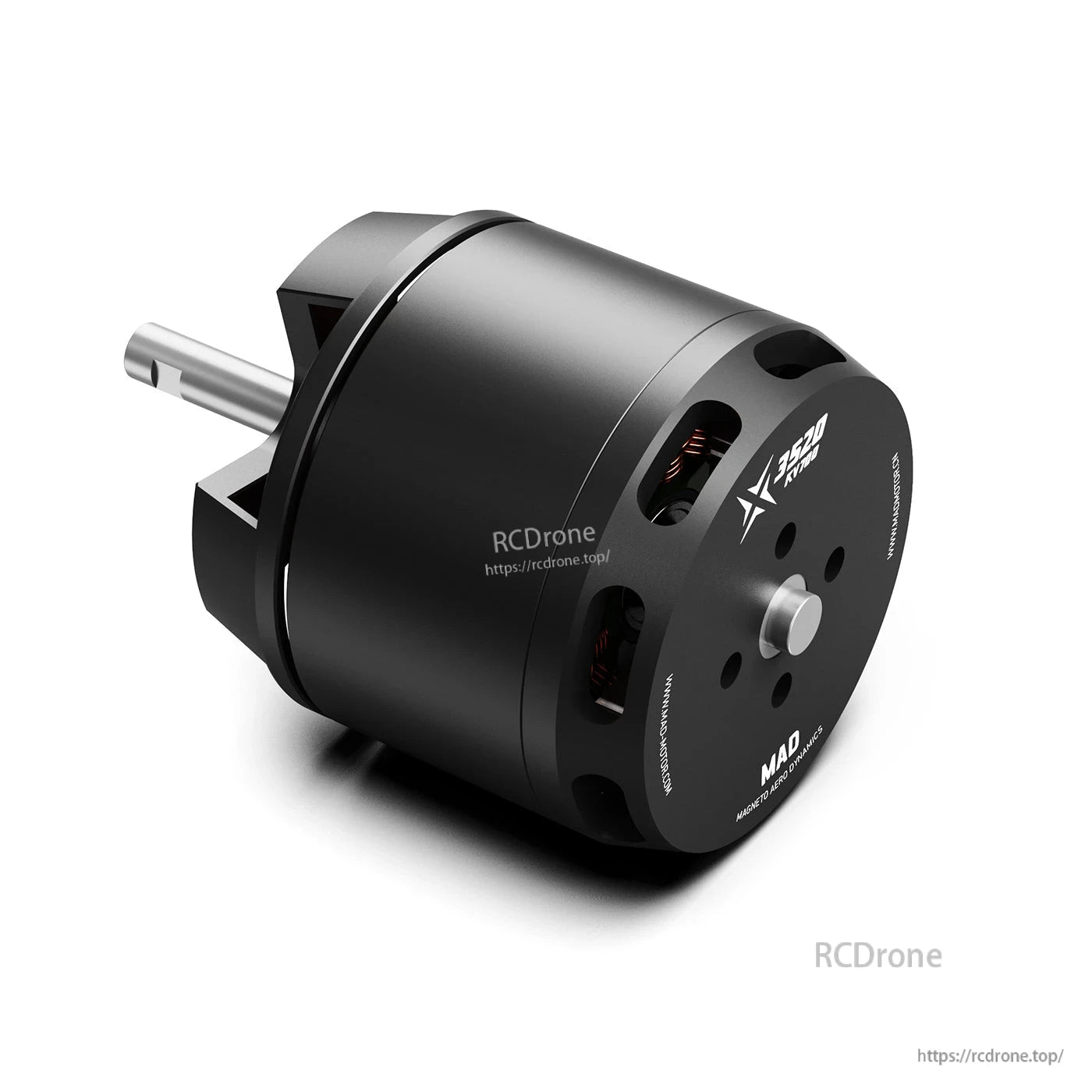 MAD X3520 IPE V1.0 eVTOL Airplane Drone Motor, MAD X3520 IPE V1.0 brushless drone motor with black housing, front mounting holes, and steel shaft