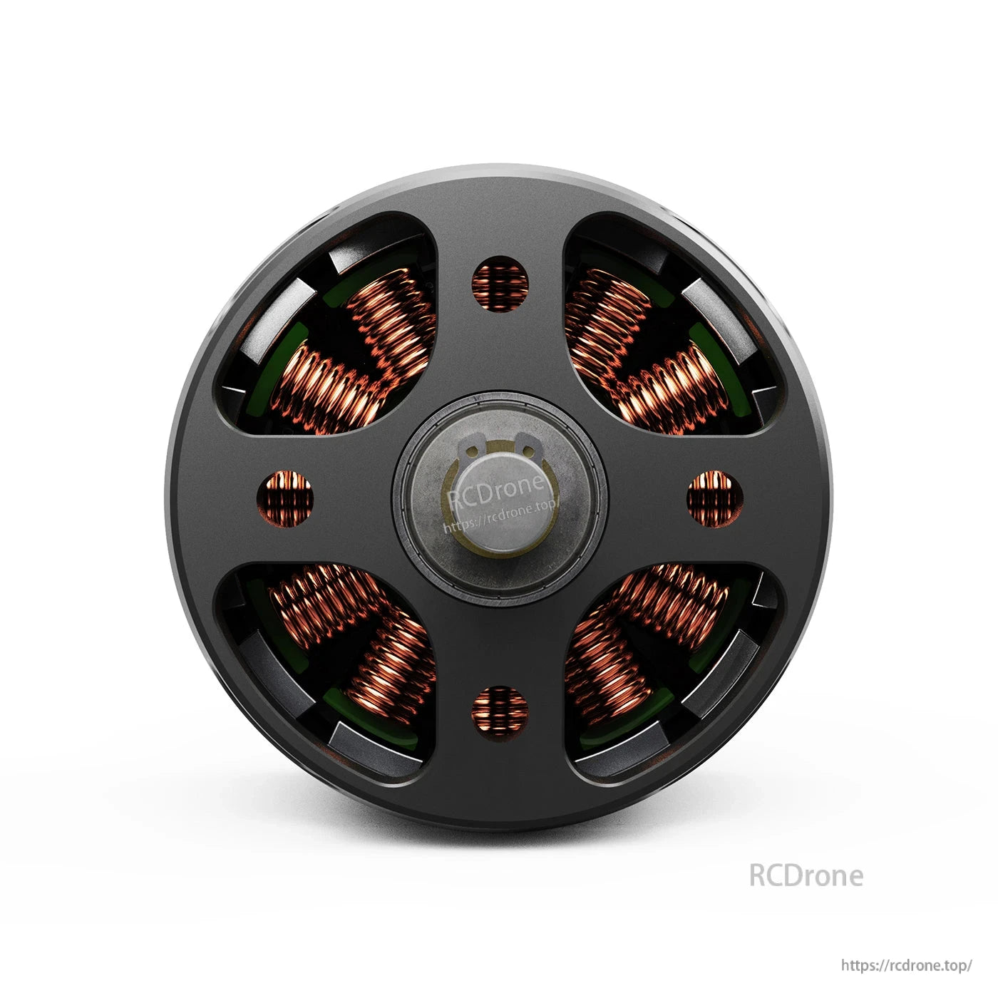 Front view of MAD X4120 brushless eVTOL drone motor with black housing and visible copper windings