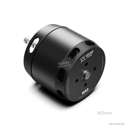 MAD X4120 brushless drone motor with black cylindrical housing, front mounting holes and exposed copper windings
