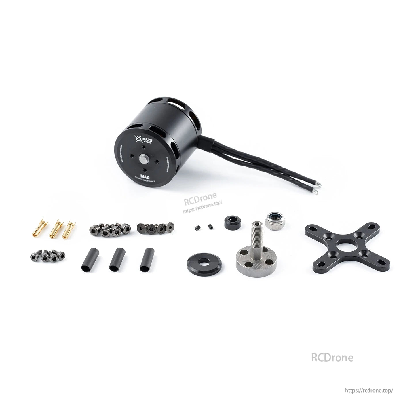 MAD X4125 IPE V1.0 eVTOL Airplane Drone Motor, MAD X4125 IPE V1.0 eVTOL drone motor with attached wires and included mounting hardware and cross mount