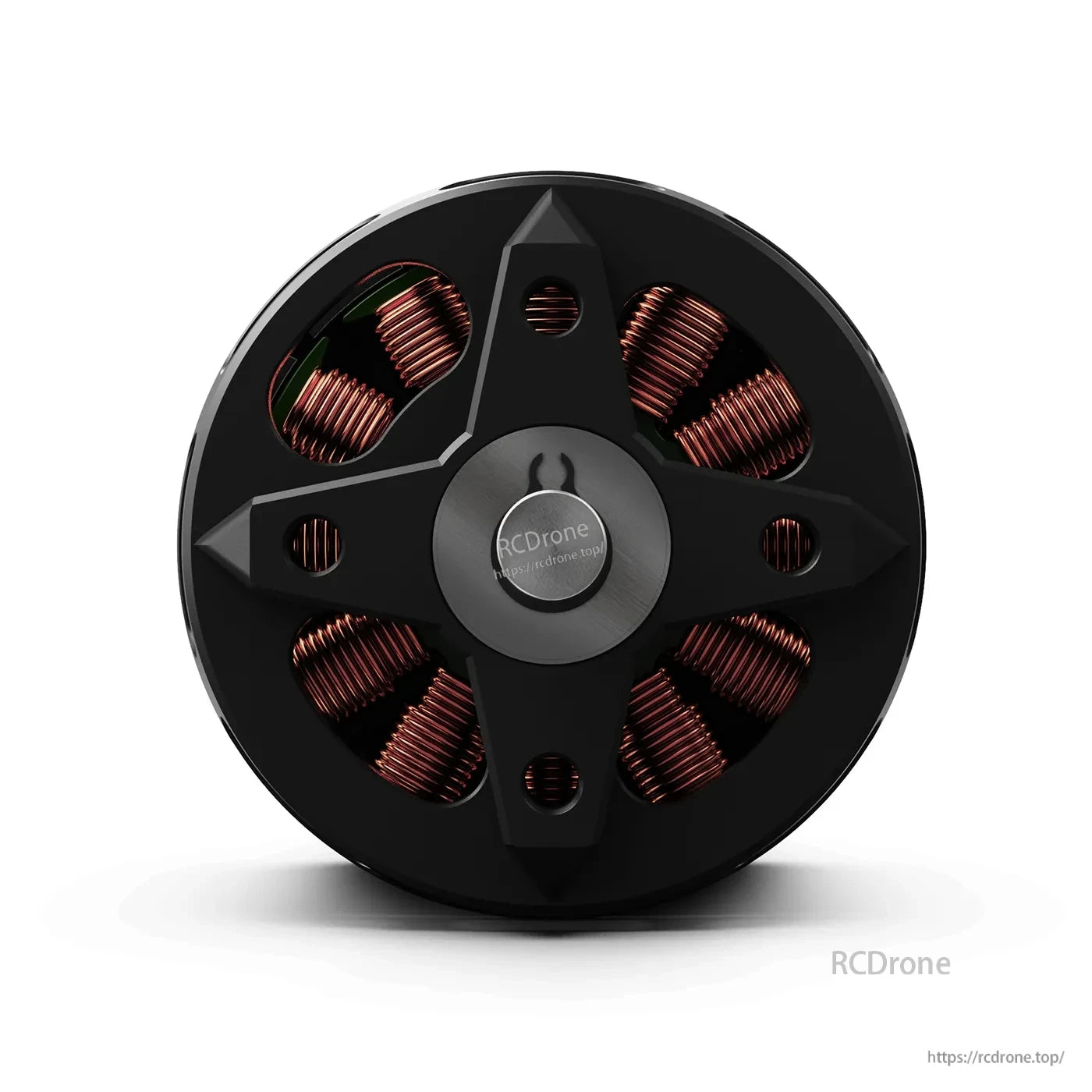 MAD X4219 Long Shaft eVTOL Airplane Drone Motor, Top view of MAD X4219 brushless drone motor with black housing and exposed copper windings