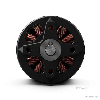 MAD X4219 Long Shaft eVTOL Airplane Drone Motor, Top view of MAD X4219 brushless drone motor with black housing and exposed copper windings