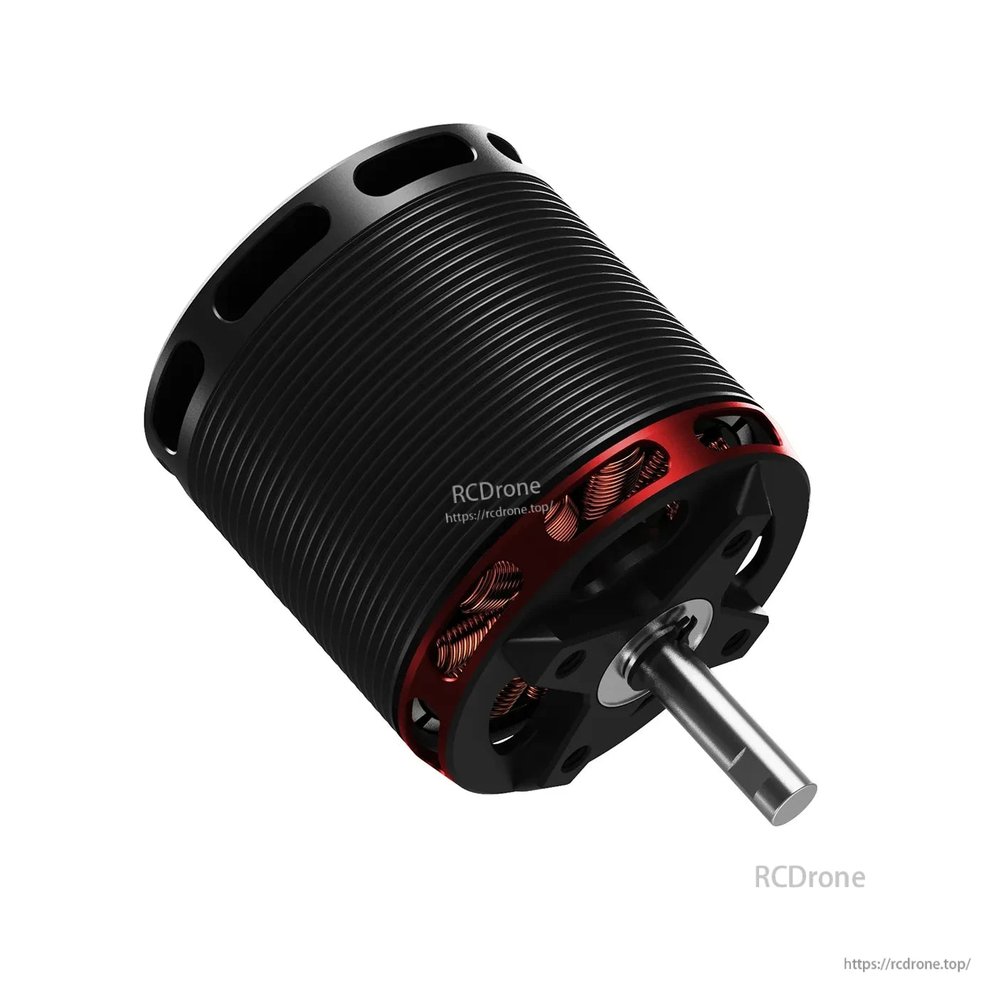 MAD X4229 eVTOL Airplane Drone Motor, MAD X4229 brushless drone motor with ribbed black housing, red stator windings, and steel output shaft