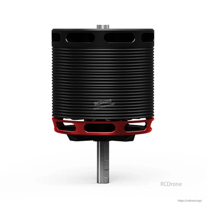 MAD X4229 eVTOL airplane drone motor with black finned housing, red mounting base, and central output shaft