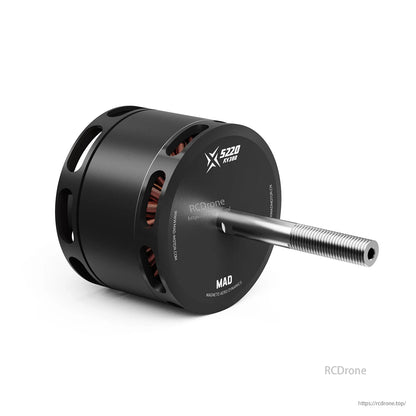 MAD X5220 (Long) IPE eVTOL Airplane Drone Motor, MAD X5220 long-shaft brushless drone motor with vented black housing and long threaded output shaft
