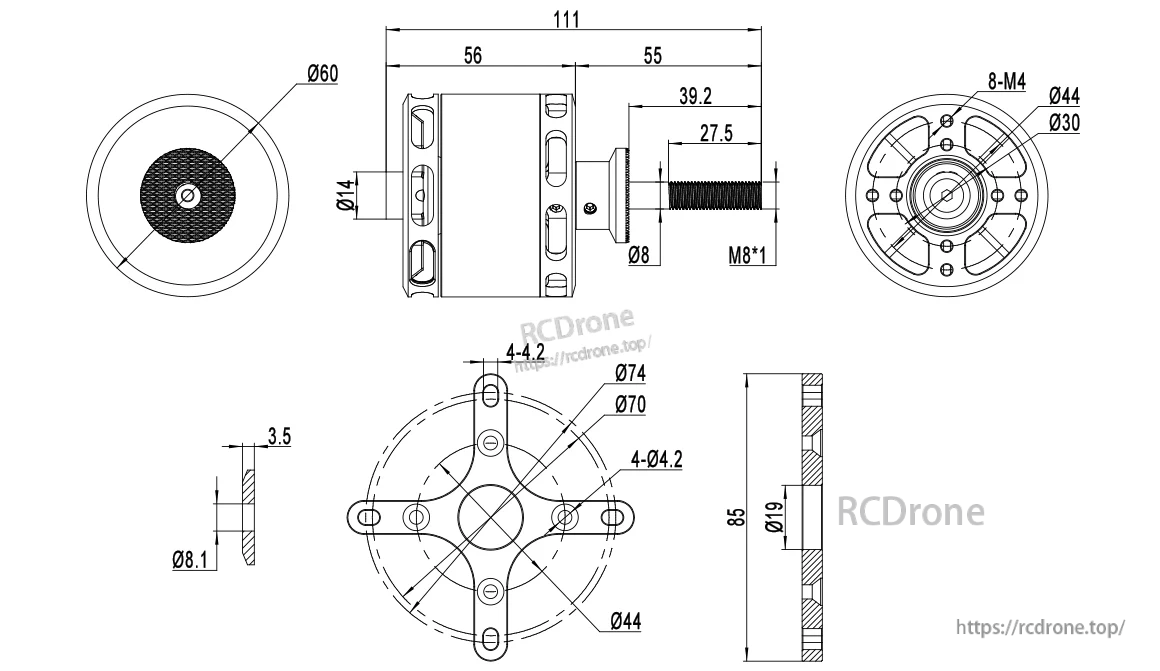 MAD X5225 (Long Shaft) IPE eVTOL Airplane Drone Motor