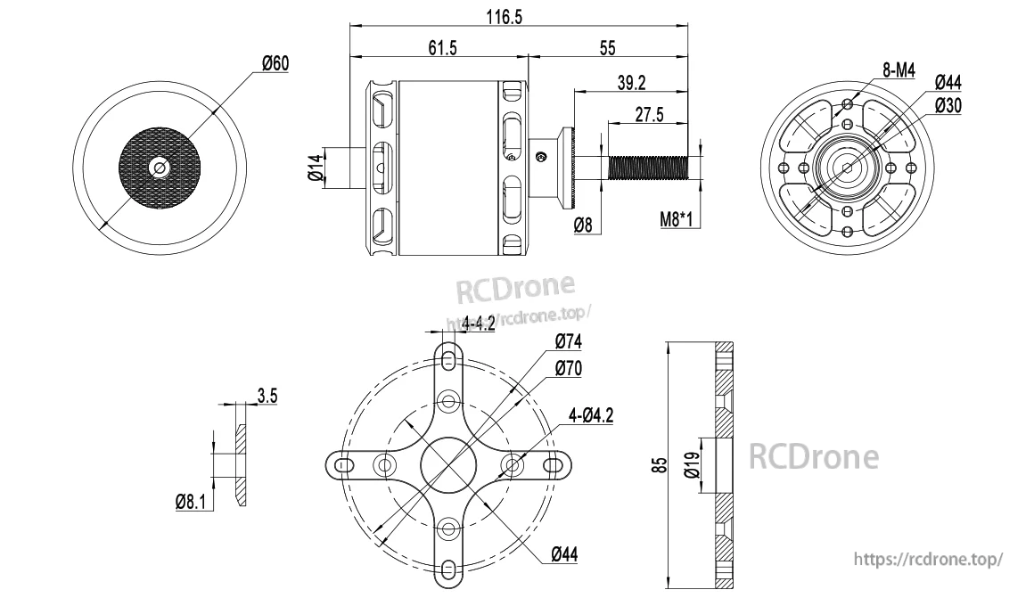 MAD X5230 drawing and mount holes